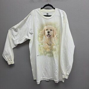 The Mountain Shirt Mens 3XL Long Sleeve Golden Retriever Puppy Graphic USA Print